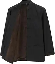 [NTWSHS] Chinese Clothing Winter Warm Tang Suit,Men Cotton Kung Fu Clothing Tops Martial Art Jacket Coats Shirt Long Sleeve Tai Chi Clothes Cotton Tai Chi Uniform(Black,3X-Large)