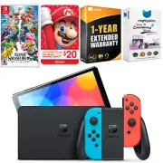 Nintendo Switch Red/Blue OLED + Super Smash Bros Ultimate + $20 eShop Gift Card