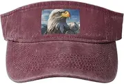 [RLDOBOFE] Sun Visor Hat Adjustable Empty Top Baseball Cap American Bald Eagle Sun Hats for Women Men Sports Hats Summer Beach Cap