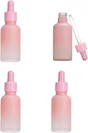 YORROR 1 oz Dropper Bottle,4 Pcs 30ml Gradient Pink Glass Eye Dropper Bottles with Pink Top Cap for Essential Oils,Empty Refillable Glass Dropper Bottle for Perfume,Aromatherapy,Cosmetic,Laboratory