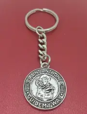 St Anthony Keyring keychain patron Saint lost articles Guide my way Medal Charm
