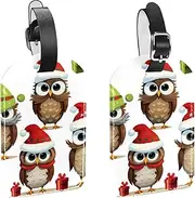 [YTYVAGT] Luggage Tags for Suitcases,Travel Tags for Luggage,Cartoon Christmas Themed Owls,2-Pc