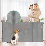 Reinforced 56" Wide Retractable Dog Gate for Stairs, Retractable Baby Gates with