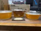 Vintage PYREX Old Orchard 3-Piece Serve & Store Set #470-47 OPEN BOX (On Shelf)