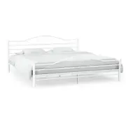 Bed Frame White Metal Queen