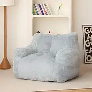 N&V Bean Bag Chair High-Density Foam Filling Sofa with Soft Faux Fur Cover for Teens, Adults to Gaming, Reading, and Watching TV (Grey)