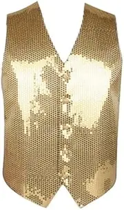 [Zasel] Mens Gold Sequin Patterned Vest Waistcoat