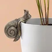 Vintage Bronze Snail Planter Pot Hugger Flower Figurine: Climbing Statue and Vase Miniature Fairy Garden Terrarium Decor, Resin Art Patio Lawn Yard Outdoor Fence Hanger Animal Ornament for Decorations