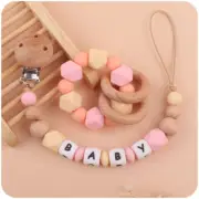 2pcs/set Personalised Name Dummy Clip Pacifier Silicone Teether Rattle XMAS Gift