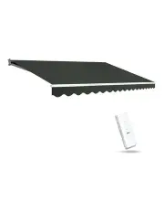 [Instahut] Folding Arm Awning Motorised Outdoor Sunshade 5x3m in Black