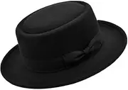 [UPSTORE] Pork Pie Hat for Men Women Felt Boater Porkpie Hat Flat Top Fedora Hat Derby Hat