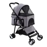 Pet Stroller Dog Carrier Foldable Pram 3 in 1 - Grey