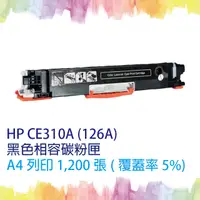 在飛比找PChome24h購物優惠-【SQ TONER 】HP CE310A黑色相容碳粉匣