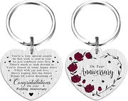 [FALOGI] On Your Anniversary Keyring for Couple, Personalised Wedding Gifts for Couple, Congratulations On Your Wedding Anniversary