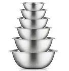 6 Piece Stainless Steel Kitchen Mixing Bowl Set Nesting Bowls 5qt To 0.5qt Ideal
