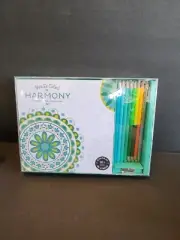 Vive le Color! HARMONY Coloring Book & Pencils Kit De-Stress 90 Tear-Out Pages