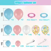 149Pcs Pink Blue Balloons Arch Garland Kit Reusable Macaron Blue and Pink bissJ