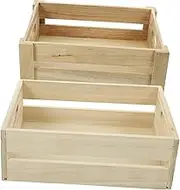 Luxshiny 2Pcs Rustic Wooden Nesting Storage Crates Decorative Organizer Bins for Home and Office Lightweight Wooden Display Boxes