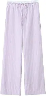 [Generic] Women's Elegant Suit Striped Halter Top Tie High Waist Wide Leg Pants Suit Two-Piece Set