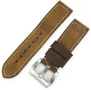 [XNWKF] 24mm Cowhide Watch Strap Leather Yellow Pin Buckle Watch Bands for Panerai Watch for Men Bracelet