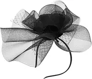 [Mikinona] Classical Fascinator Headband Mesh and Plume Wedding Hair Accessory for Elegant Events