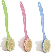 Minkissy Family-friendly Bath Brush Set Long Handle Body Exfoliator Shower Sponge Bath Flower Safe
