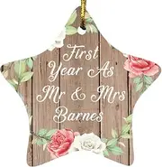 [Designsify] Christmas Tree Decoration, First Year As Mr & Mrs Barnes, Star Ornament B, Gifts for Birthday Anniversary Valentines Mom Mothers Fathers Day Party, to Men Women Him Her Friend Mom Dad