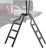 POKIAUTO 42" Aluminum Universal Foldable Rotatable Tailgate Ladder Step with Handrail for Pickup Truck Accessories