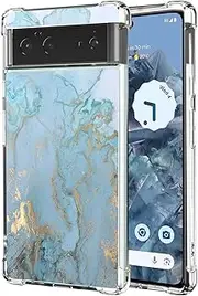 for Google Pixel 8 Case 5G Rockdex Clear TPU Frame+Back Print Cover Airbag Shockproof Tough(Blue,for Pixel 8)