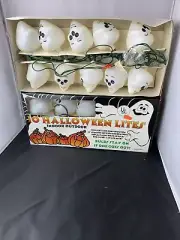 Vintage Skull Skeleton Blow Mold String Lights Halloween Blink Indoor Outdoor AK
