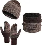 [Generic] Scarf Sets for Women | Beanie Hat Neck Warmer - Winter Beanie Hat and Scarf, Touch Screen Gloves, Hats and Gloves for Men Women