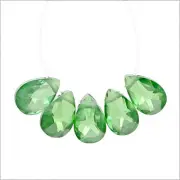 6 Cubic Zirconia Flat Pear Briolette Beads 4 x 6mm " Light Blue Green " #96055