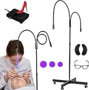UV Lash Light for Eyelash Extensions, Flexible Gooseneck UV LED Floor Lamp with Foot Pedal Switch LED UV Gel Curing Light with Double Head Design UV Lash Light for Lash Artists, Nail Tech