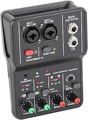 Compact 2 Channel Audio Mixer USB 48V Phantom Power Sound Mixing Console for Music Recording Home Karaoke Internet Karaoke