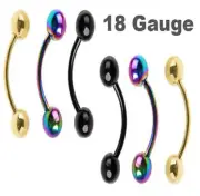 18G 5/16" Titanium Steel Curved Barbell Eyebrow Ring Daith Tragus Stud Helix Ear