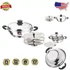 Oval-Shaped Premium Idli Steamer with Lid and 3 Plates - Cook 12 Idlis at Once