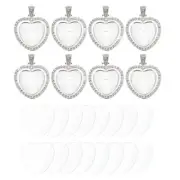 Rhinestone Pendant Trays, 8 Pcs Double Sided Tray 8pcs Glass Dome 16pcs