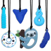 Chewy Necklace Sensory Toys for Autism, Chew Necklaces Blue Sloth