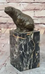 Vintage Lost Wax Method 100% solid Bronze Polar Bear Sculpture Home Decor Gift