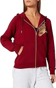 [Nike] Women's NSW Full Zip Bb Shine Hoodie Blazer, Red (Team Red/Team Red/Metallic GOL)