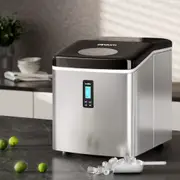 Devanti 3.2L Ice Maker Portable Stainless Steel Ice Cube Machine - Silver