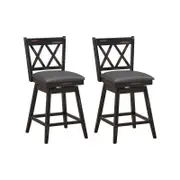Costway 2x Swivel Bar Stool Height Counter Dining Chair Upholstered Armlesschair w/Backrest 96cm Black