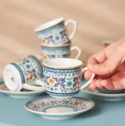6-Piece Turkish Arabic Coffee Cup Set 80ml - Porcelain Coffee Cup & Espresso Cup