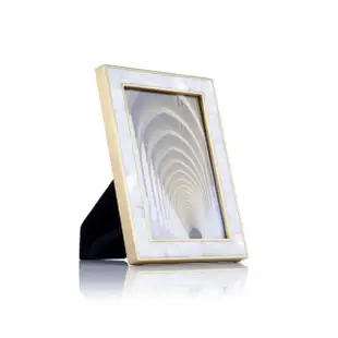珍珠白貝黃銅相框4X6