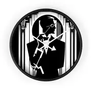 Home Decor Wall Clock Art Deco Monochrome Gentleman Vintage Style Fashion Retro