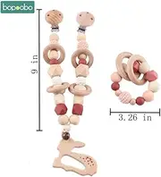 Nobrand Wooden Teether - Red Set 3 - Multi-Ring - Baby Gym Toy, Rattle, Teether or Decor