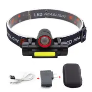 Zoomable Mini LED Headlamp Headlight USB Rechargeable Head Torch lamp