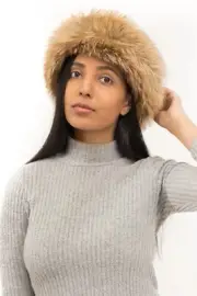 Winter Headbands Women Fox Fur Ear Warmer Headband beanie cap Fur Headband Neck
