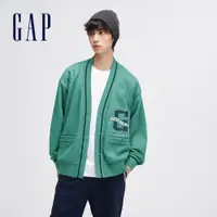 在飛比找蝦皮商城優惠-Gap 男女同款 Logo印花V領針織外套-綠色(89218