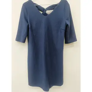 【ZALORA】藍色七分袖典雅洋裝
